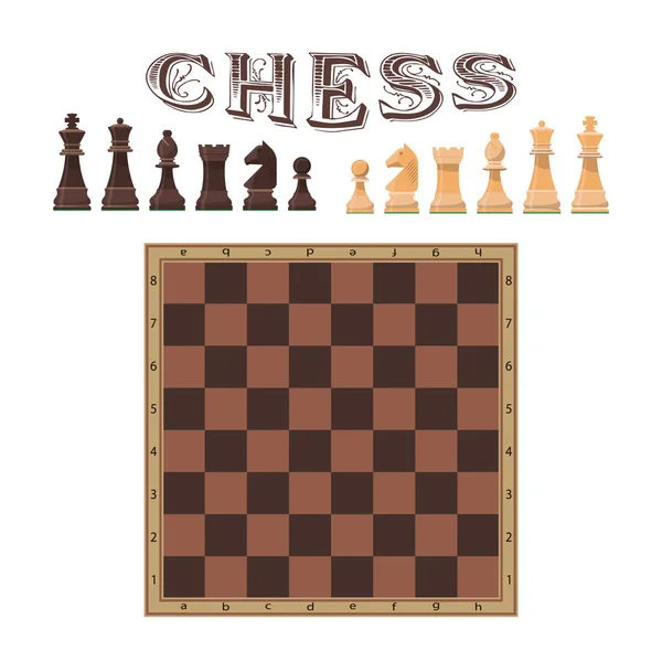 Vector set of chess figures. Piece and board. Icons design elements isolated on white background — Stock Vector