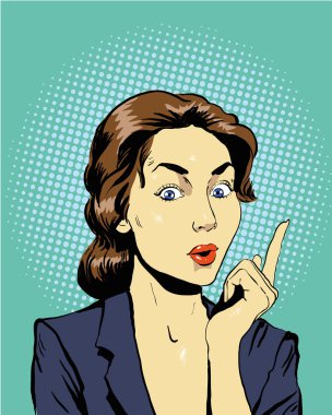 Düşünen bir kadın. Retro pop art çizgi roman tarzı vektör illüstrasyon