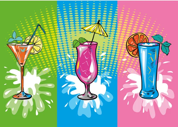 Renkli skeç kokteyller ve içecekler Vektör seti — Stok Vektör