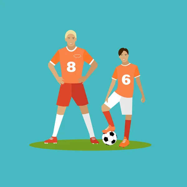 Soccer player with equipment. Sport concept vector illustration in flat style design. Football uniform — Stock Vector