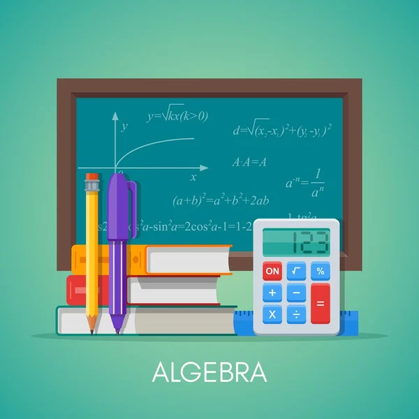フラット スタイルのデザインで代数数学科学教育概念ベクトルのポスター — ストックベクタ