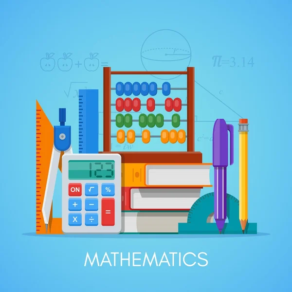 Matematyka nauka Edukacja koncepcja wektor plakat w projekt płaski — Wektor stockowy