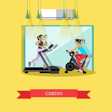 Kızlar spor salonunda kardiyo egzersizleri yapıyor