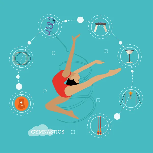 Concept illustration of rhythmic and artistic gymnastics, flat design