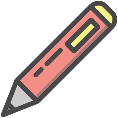 Kalem veya kalem kırtasiyesi vektör simgesi düz tasarım