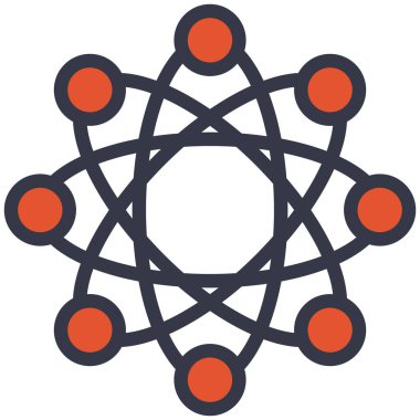 Atom parçacığı yörüngesi yapısı düz ana hatlı vektör simgesi