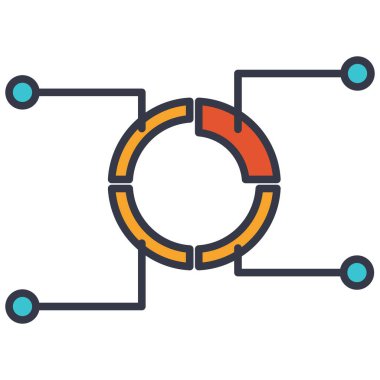 Pazar paylaşımı pasta şeması düz vektör simgesi