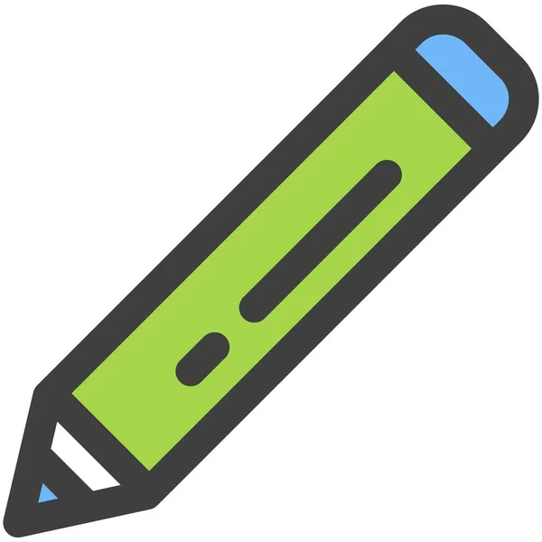 Icône de contour vectoriel plat crayon pour conception web ou application mobile — Image vectorielle