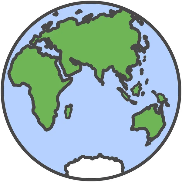 Erde Globus Planet mit Kontinent und Wasser flachen Vektorsymbol — Stockvektor