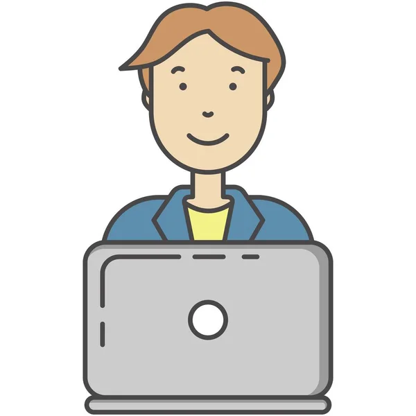 Блогер или интернет-пользователь на ноутбуке — стоковый вектор