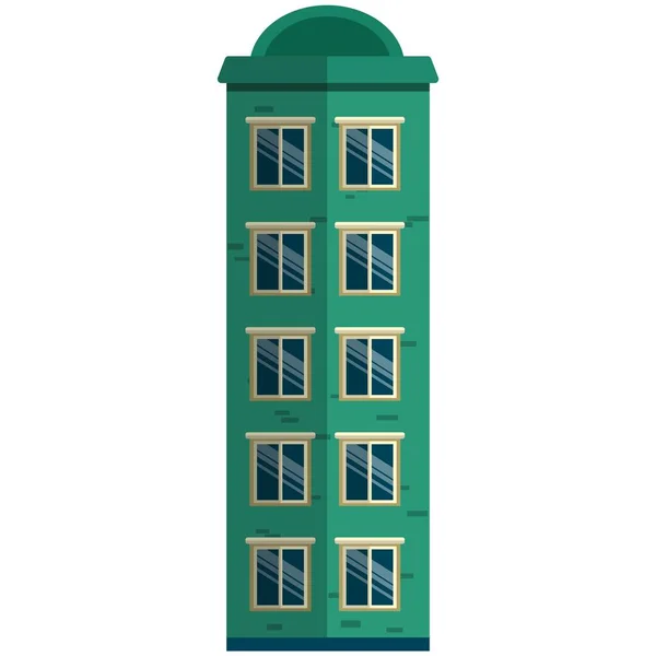 Apartamento casa edificio icono, vector plano ilustración aislada. Edificio exterior, fachada de arquitectura. — Vector de stock