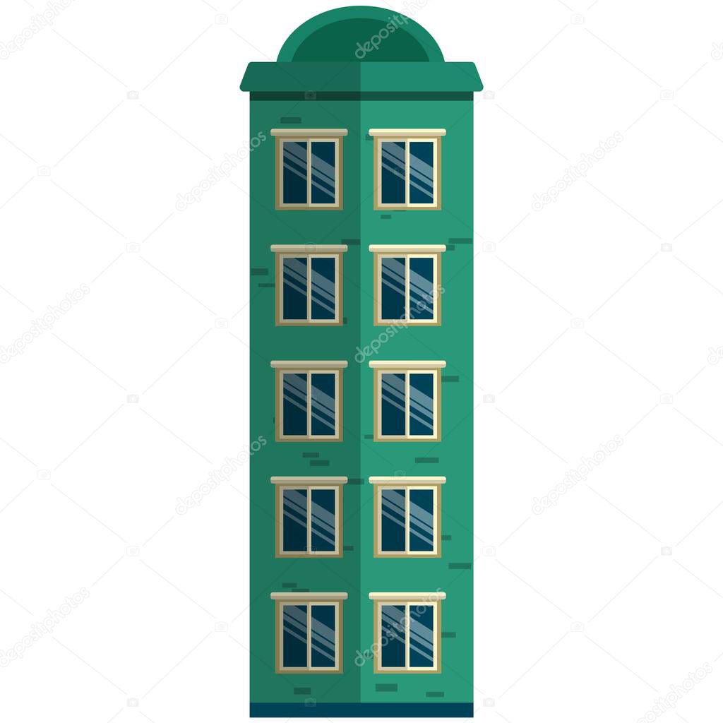 Apartment house building icon, flat vector isolated illustration. Building exterior, architecture facade.