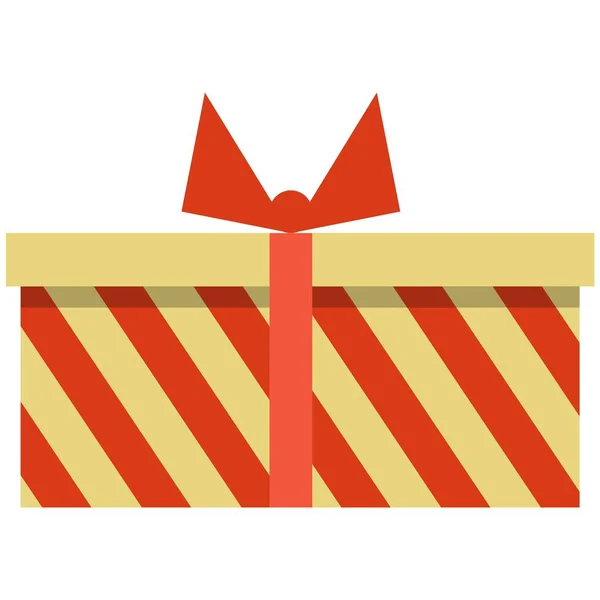 Значок подарочной коробки, плоский вектор изолированной иллюстрации. Упаковка на день рождения. Рождество и Новый год, символ, украшение. — стоковый вектор