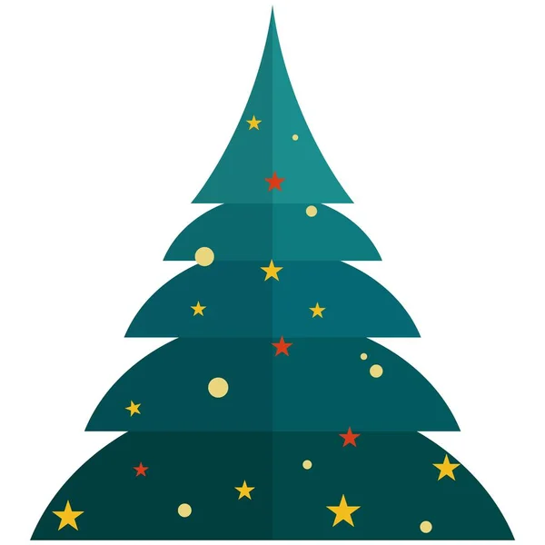 Icono del árbol de Navidad, ilustración aislada vector plano. Icono de Navidad y Año Nuevo, símbolo, decoración. — Archivo Imágenes Vectoriales