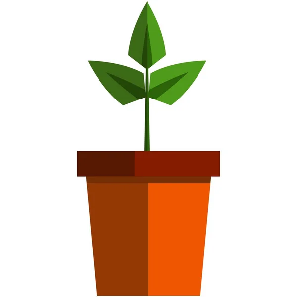 Icono de planta en maceta, ilustración aislada vector plano. Jardinería. — Vector de stock