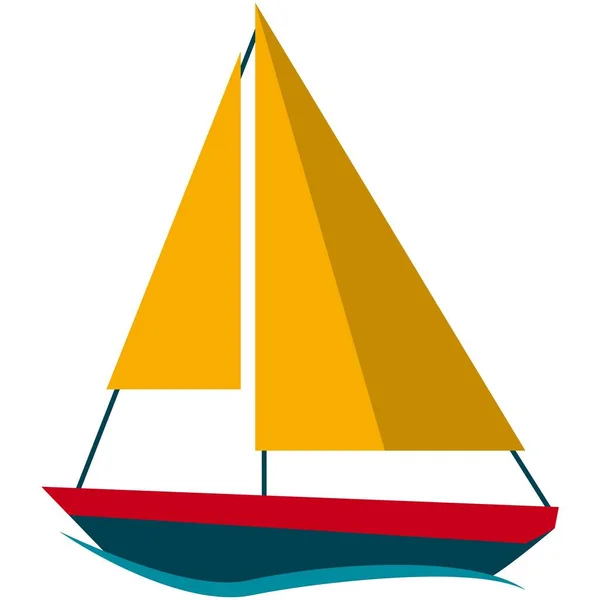 Sail boat with mast and rope isolated flat vector icon — Stock Vector