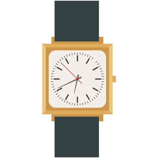 男性手首の腕時計と正方形のアナログダイヤルベクトル絶縁 — ストックベクタ
