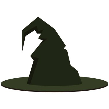 Cadı veya sihirbaz şapkası düz vektörü beyaz üzerinde izole