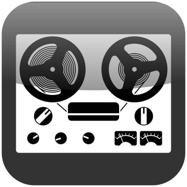 Beyaz üzerinde izole edilmiş vektör eski bobbin oynatıcı simgesi