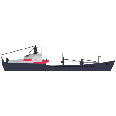 Deniz gemisi düz vektörü beyaz arkaplanda izole edildi