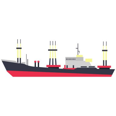 Bulker gemisi düz vektörü beyaz arkaplanda izole edildi