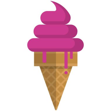 Gevrek waffle vektöründe tatlı meyve veya orman meyveli dondurma.