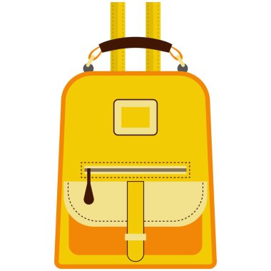 Beyaz arka planda izole edilmiş dişi deri sırt çantası.