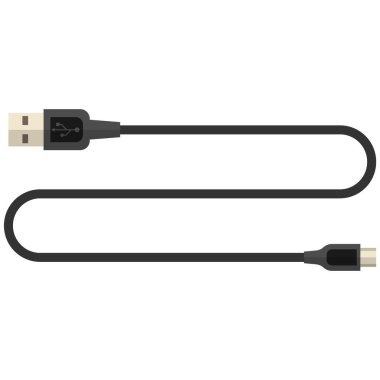 Beyaz üzerinde izole bilgisayar usb veya hdmi kablo vektörü