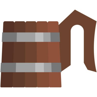 Boş tahta bardak vektörü beyaz arkaplanda izole edildi