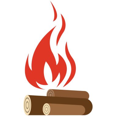 Ateş alevi sıcak şenlik ateşi ikonu vektörü beyaz üzerine izole