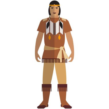 Kızılderili erkek vektörü beyaz üzerinde izole edildi.