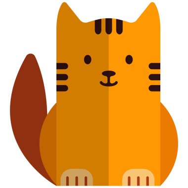 Beyaz arkaplanda kedi yassı vektör simgesi izole edildi