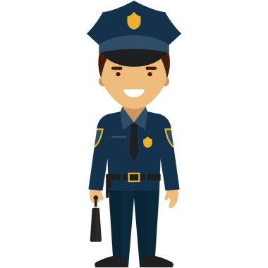 Polis memuru vektör simgesi beyaza izole edildi