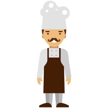 Şef aşçı mesleği düz vektör simgesi beyaz üzerine izole