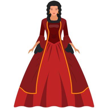 Güzel aristokrat kadın zarif elbise vektör simgesi