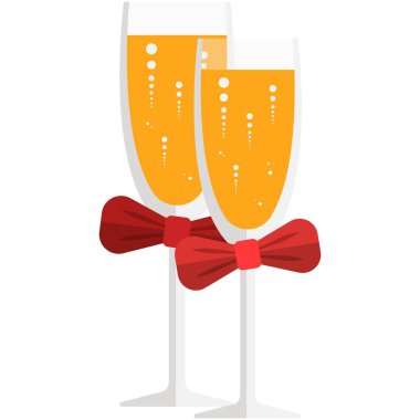 Düğün şampanyası vektör simgesi beyaz üzerine izole