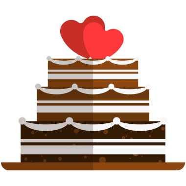 Düğün pastası vektör simgesi beyaz arkaplanda izole