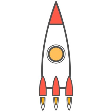 Roket vektörü, uzay gemisi simgesi beyaz üzerine izole edildi