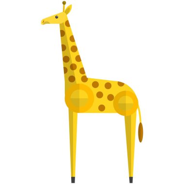 Zürafa düz vektör, Afrikalı şirin hayvan çizimi