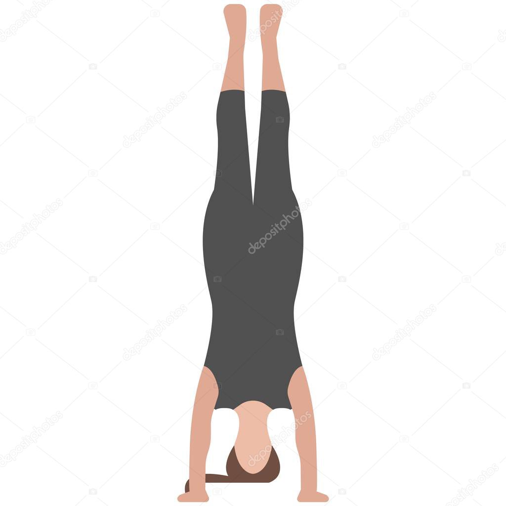 Yoga handstand vector illustration isolated on white