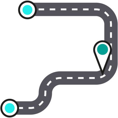 Beyaz üzerinde iğne illüstrasyonlu vektör yol haritası