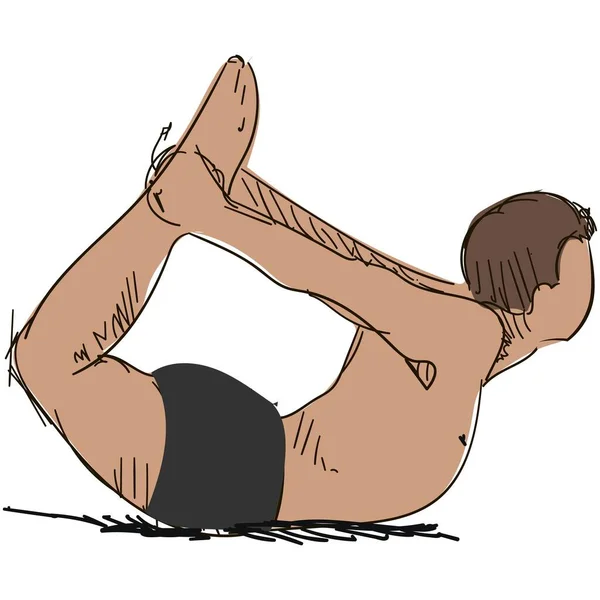 Uomo vettoriale yoga posa danurasana esercizio illustrazione — Vettoriale Stock