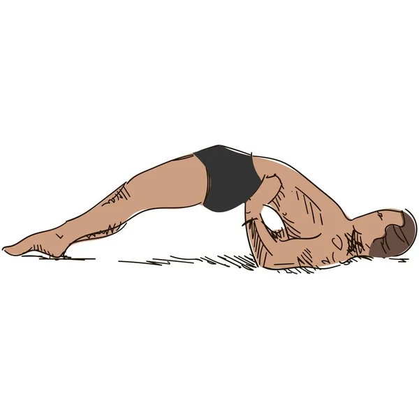Vektor man yoga pose bandhasanasana övning illustration — Stock vektor