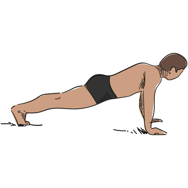 Uomo vettoriale yoga posa dandasana stand postura illustrazione — Vettoriale Stock