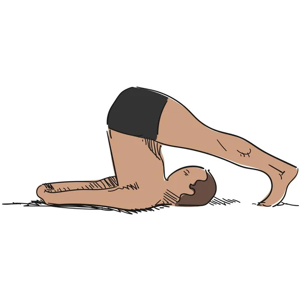 Vecteur homme yoga pose halasana guérison posture illustration — Image vectorielle