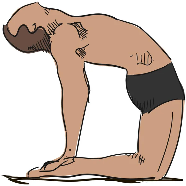 Vector Man Yoga Ustrasana oder Kamel Pose Illustration — Stockvektor