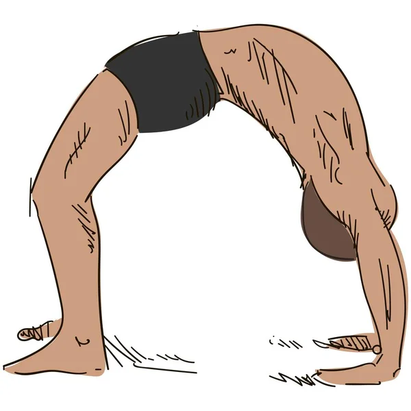 Vektor-Yoga-Mann in der Dhanurasana-Brücke Standbild — Stockvektor