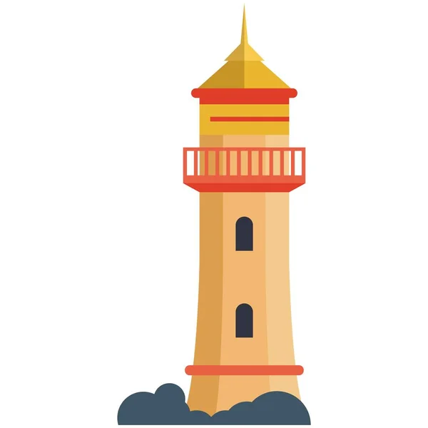 Illustration vectorielle de phare, logo de tour de balise de bord de mer — Image vectorielle