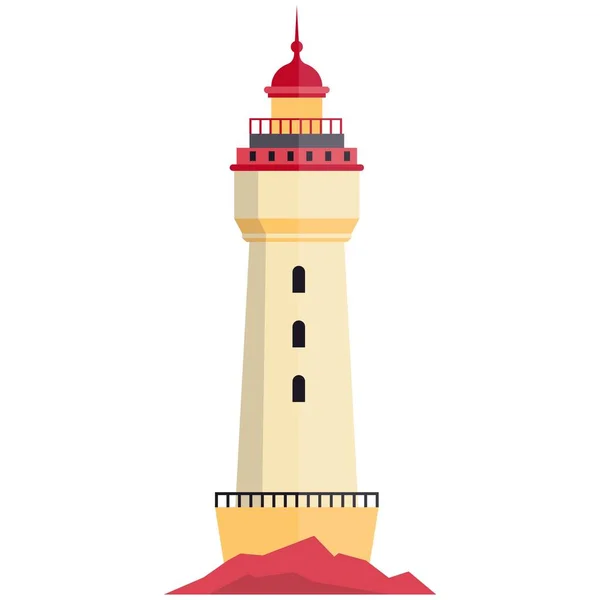 Illustration de tour de navigation du phare vectoriel isolée sur blanc — Image vectorielle