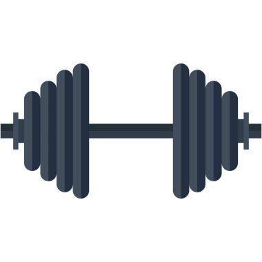 Dumbbell veya halter vektör ikonu spor salonu logosu beyaza izole edilmiş